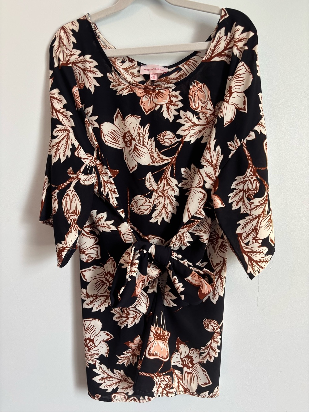Navy Floral Tie-Waist Top